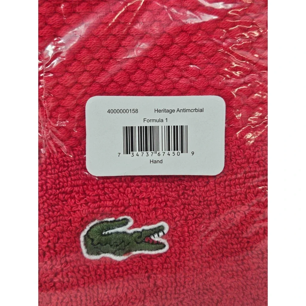 Lacoste Heritage 100% Supima Cotton Bath Hand Towel Formula 1 (Red) 16